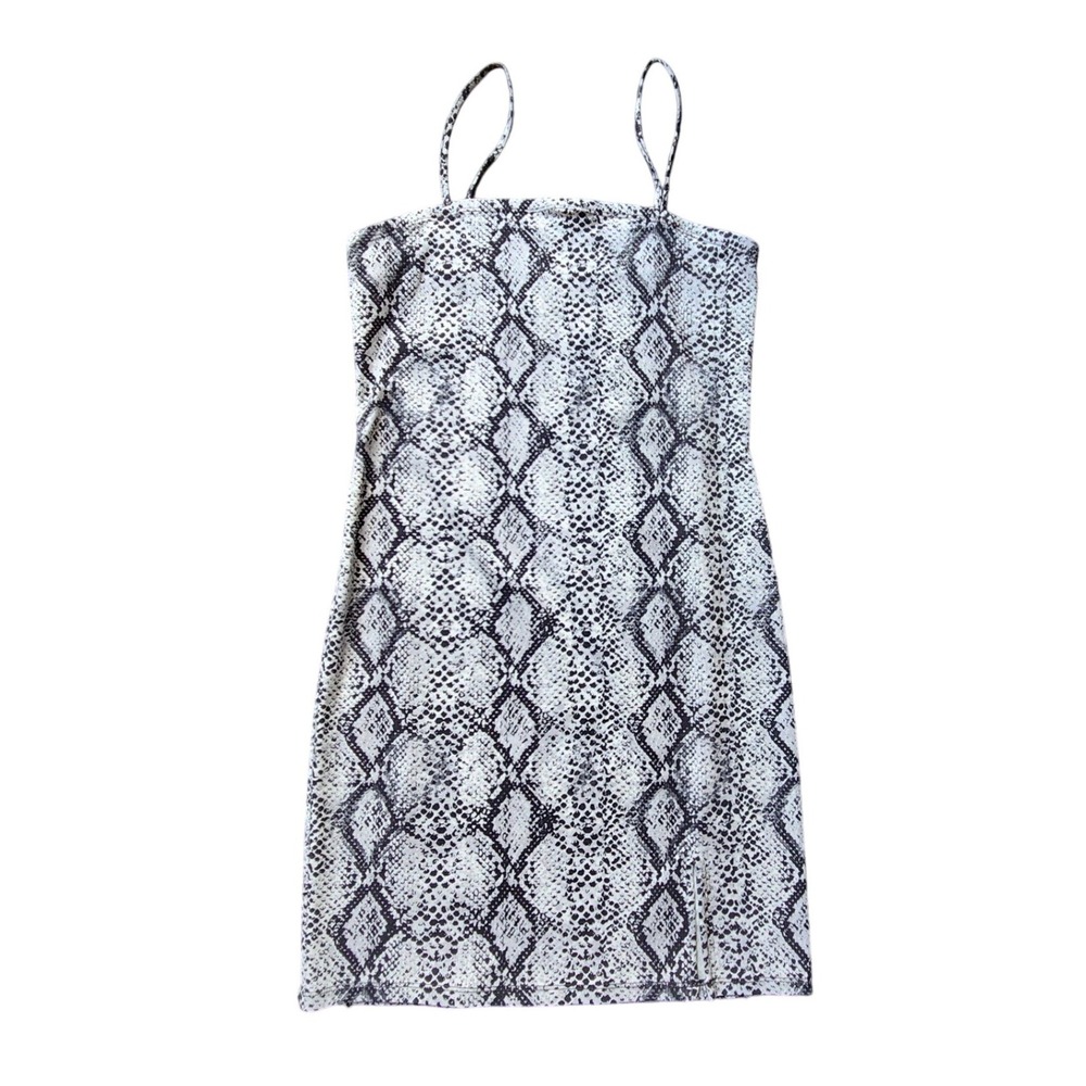 Garage Snakeskin Bodycon Party Dress Y2K Black White Animal Print Bikercore M